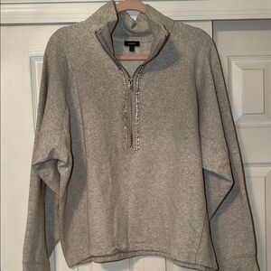 Express Light Gray Half-Zip Women's Sweater